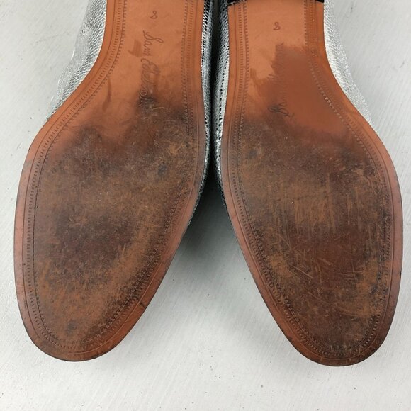 Sam Edelman Women's Size 8M Loraine Silver Leather Slip On Horsebit Loafers - Picture 12 of 15